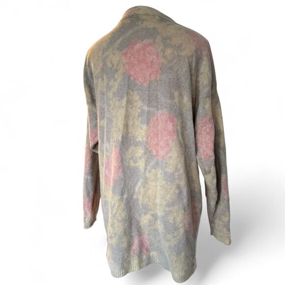 Gabriella T lightweight pastel floral angora wool blend cardigan, Size L - Picture 4 of 6